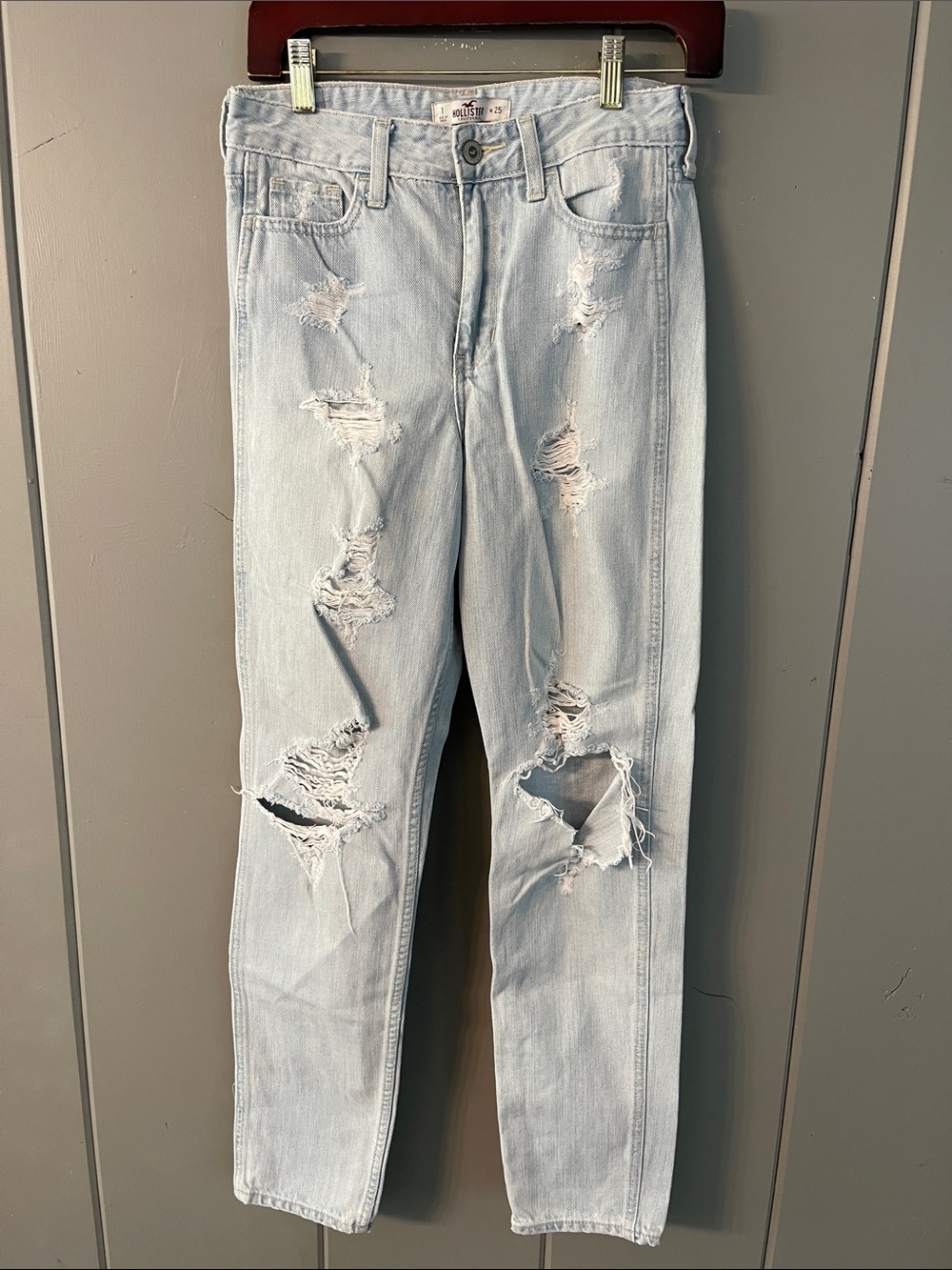 Hollister Jeans Distress Destroyed Grunge Punk Hobo Festival Indie Sleaze Boho